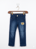Palomino & Petit Main Girls' Dark Wash Sequin Patch Skinny Jeans - Size 3-4 Years AB1
