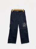 Cherokee Girls "Miss C" Black Wide-Leg Cargo Pants with Floral Embroidery - Size Estimated Age 10 Years AB1