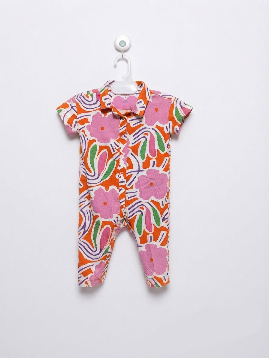Diane von Furstenberg Baby Girls Vibrant Floral Abstract Short Sleeve Romper - Size Estimated Age 3-6 Months AB2