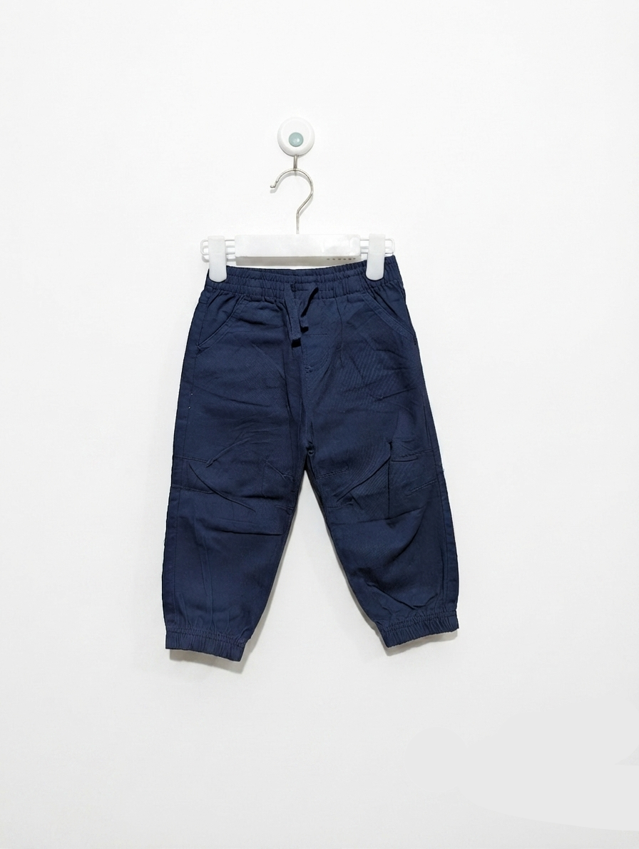 Little Me Boys Solid Navy Blue Jogger Pants - Size Estimated Age 18M AB2