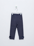 Elfindoll Classic Girls Dark Navy Blue Bow-Accented Leggings - Size Estimated Age 12 to 18 Months AB2