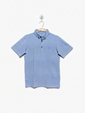 Next Boys Classic Light Blue Textured Polo Shirt - Size 10 Years Estimated Age 10 Years AB2