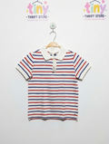 Janie and Jack Boys White Striped Classic Polo Shirt - Size 7 Estimated Age 7 Years AB2