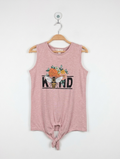 Marie Nicole Girls Pink "Floral Bee Kind" Sleeveless Tie-Front Tee - Size 6XL (Estimated Age 11-12 Years) AB2