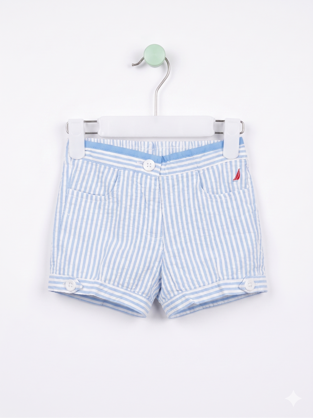 Nautica Baby Boys Blue & White Seersucker Striped Shorts (18 Months) - AB1