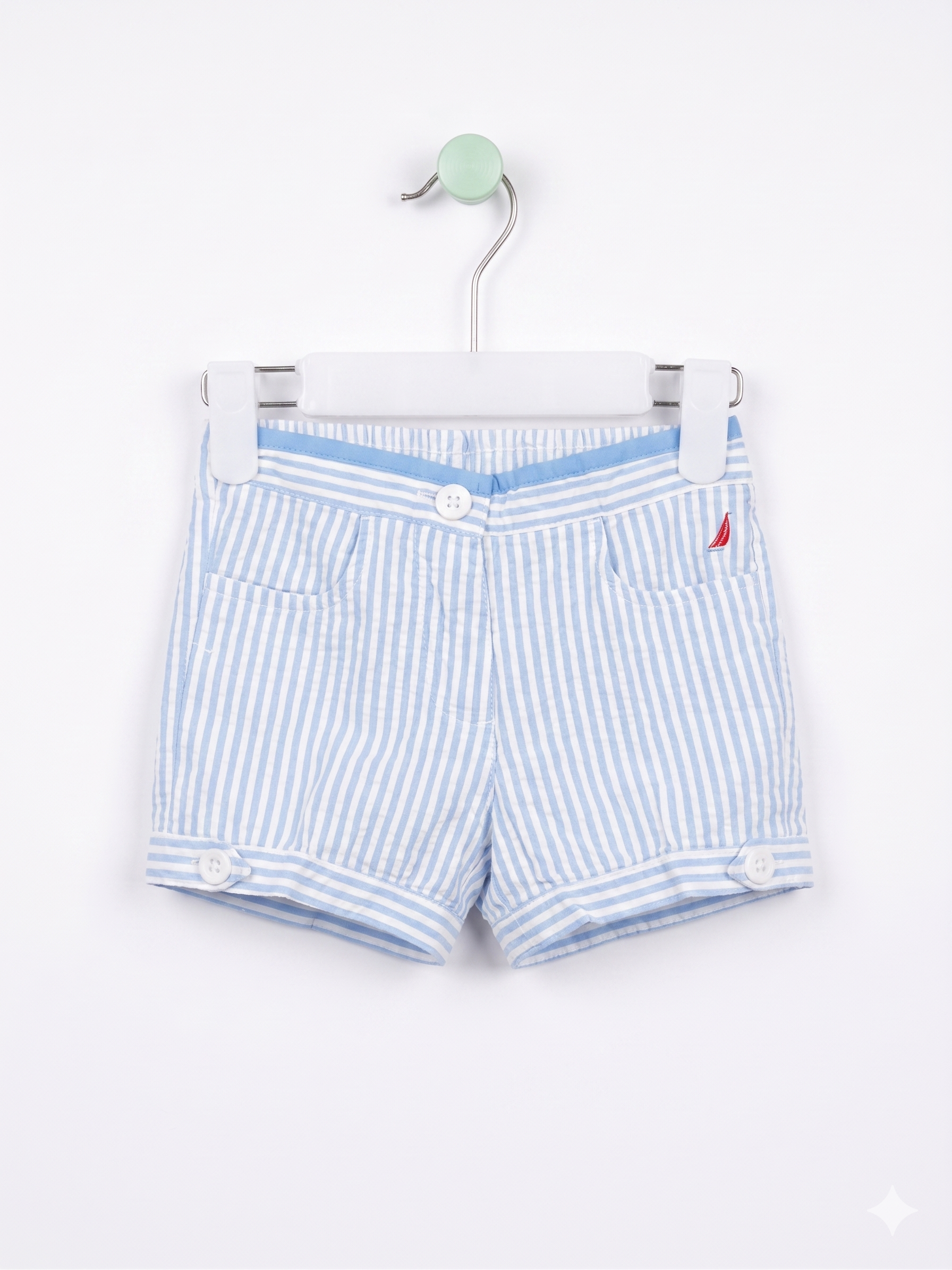 Nautica Baby Boys Blue & White Seersucker Striped Shorts (18 Months) - AB1