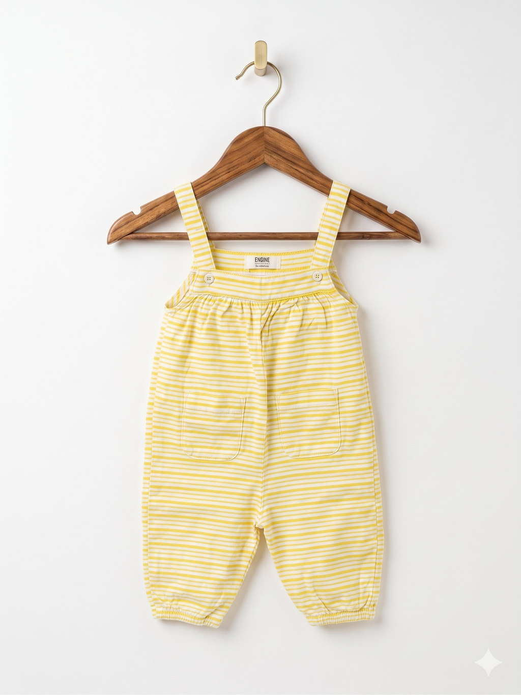 Engine Kidswear Yellow Striped Baby Dungarees - Size 18-24 Months (1.5 to 2 Years) - AB1