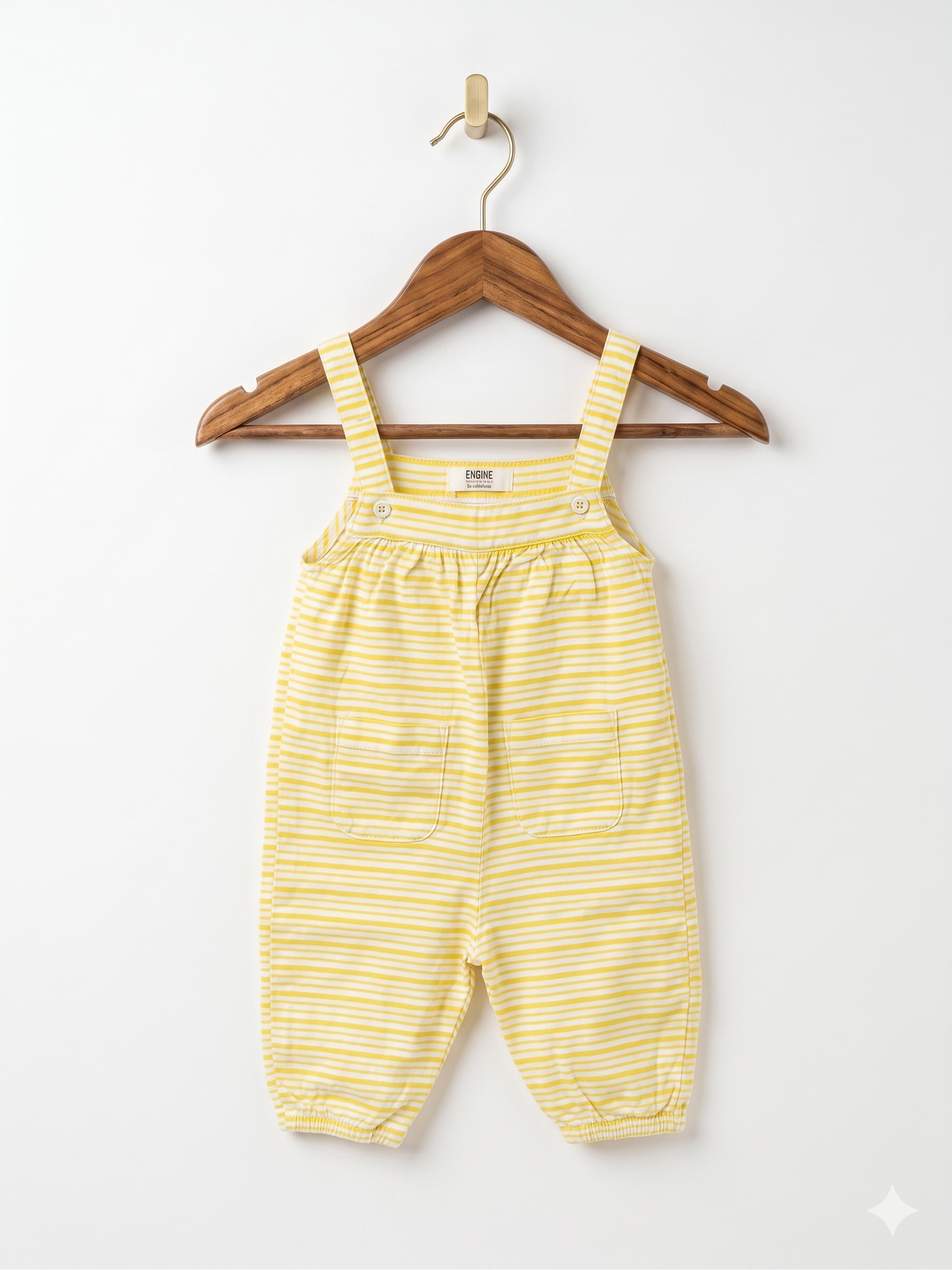 Engine Kidswear Yellow Striped Baby Dungarees - Size 18-24 Months (1.5 to 2 Years) - AB1