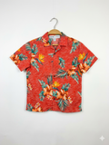 Old Navy Boys Tropical Floral "Built-in Flex" Short-Sleeve Button-Down Shirt - Size Estimated Age 6-7 Years AB1