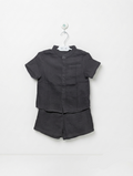 SHEIN Toddler Girls Black Button-Up Shirt & Shorts Set - Size 2-3Y Estimated Age 2T AB2