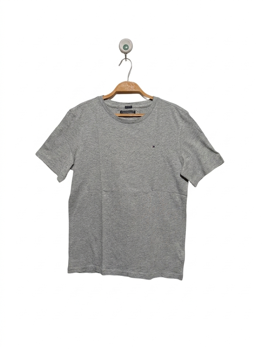 Tommy Hilfiger Boys Organic Cotton Heather Grey Tee - Size 164 (Estimated Age 14-16) AB1