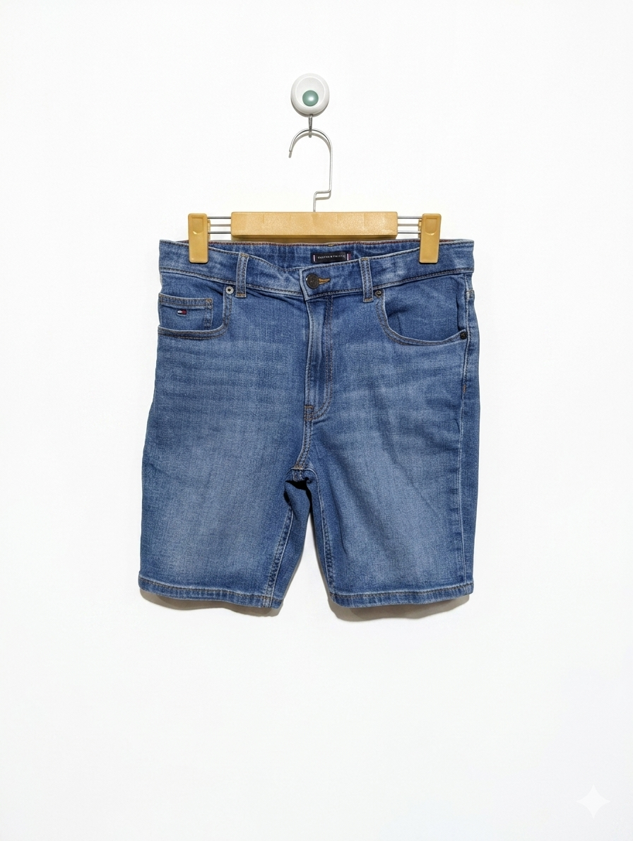 Tommy Hilfiger Boys Medium Wash Stretch Denim Jean Shorts - Size 164 Estimated Age 13-14 Years AB1