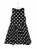 Qing Qing Fashion Girls Black & White Polka Dot Sleeveless Dress - Size Estimated Age 8 Years AB1