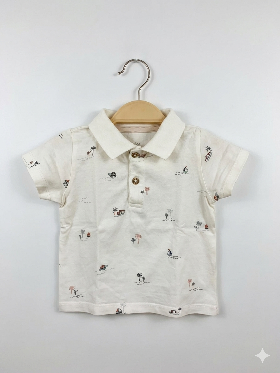C&A Nautical Beach-Themed Baby Polo - European Brand, Size 6–9 Months AB1