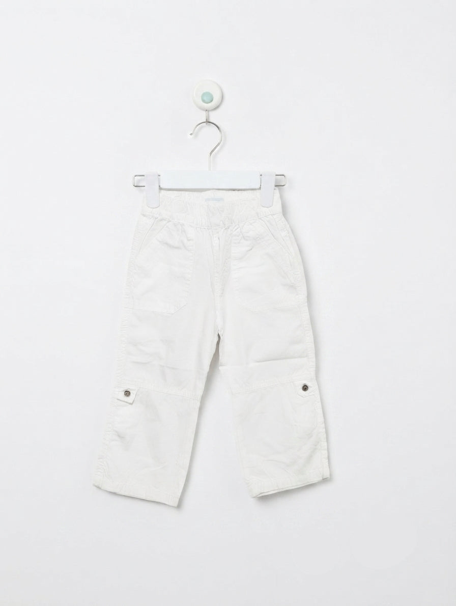 Kimbaloo Boys White Cargo Pants - Size Estimated Age 18M AB2