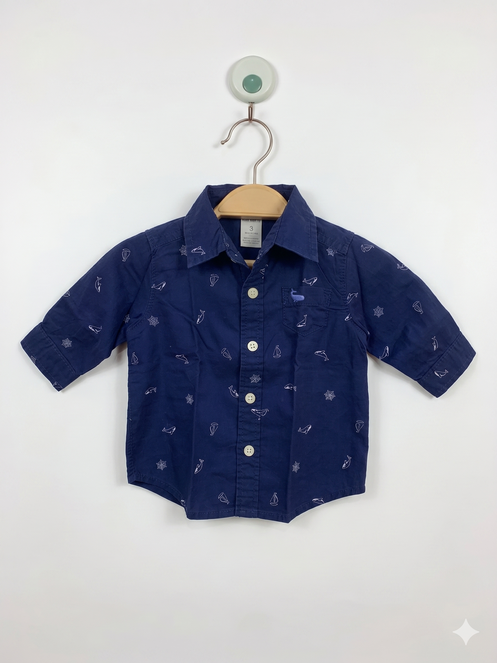 Carter’s Baby Boy Nautical Whale Print Shirt - Size 3 Months AB1