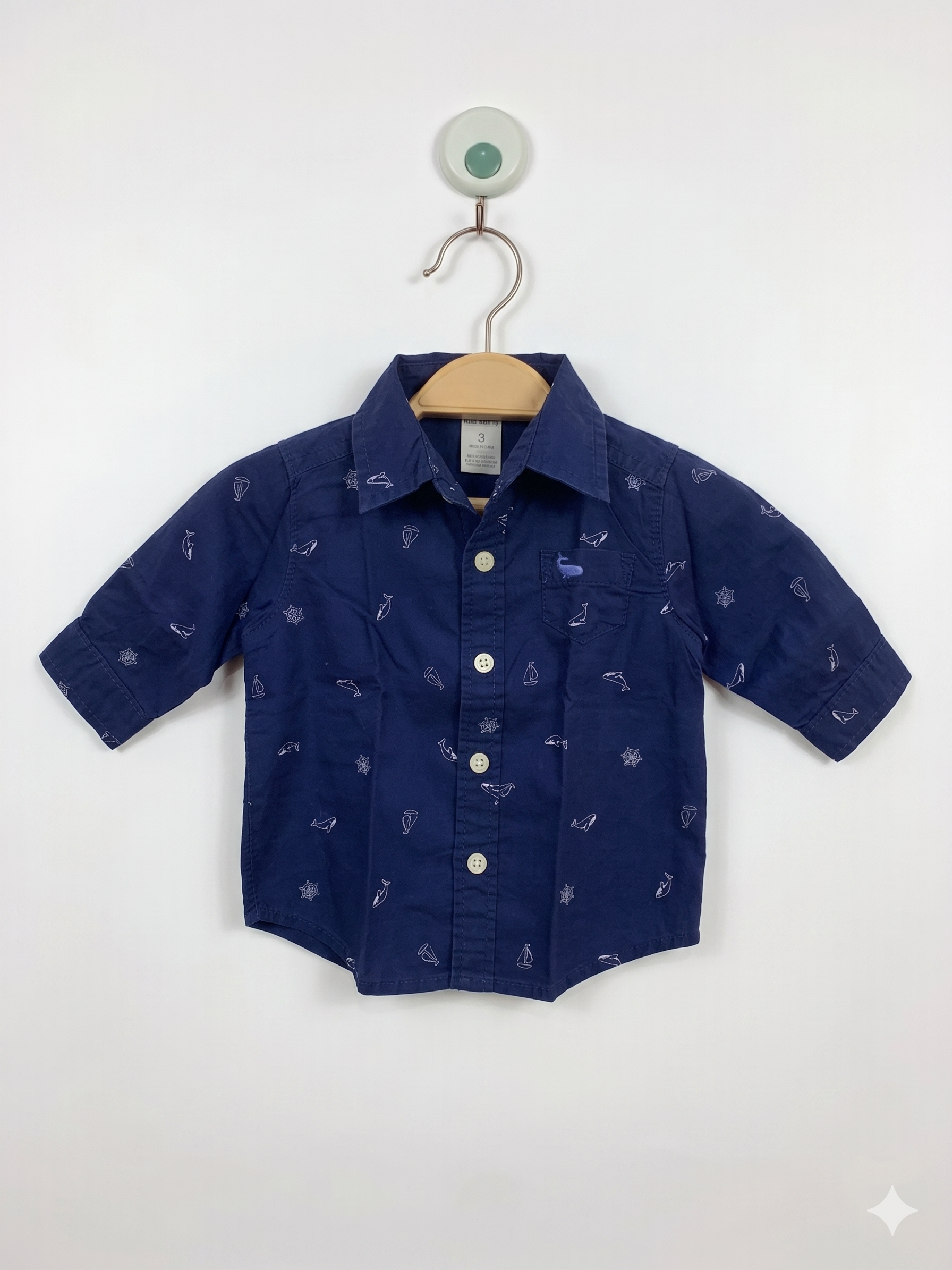 Carter’s Baby Boy Nautical Whale Print Shirt - Size 3 Months AB1