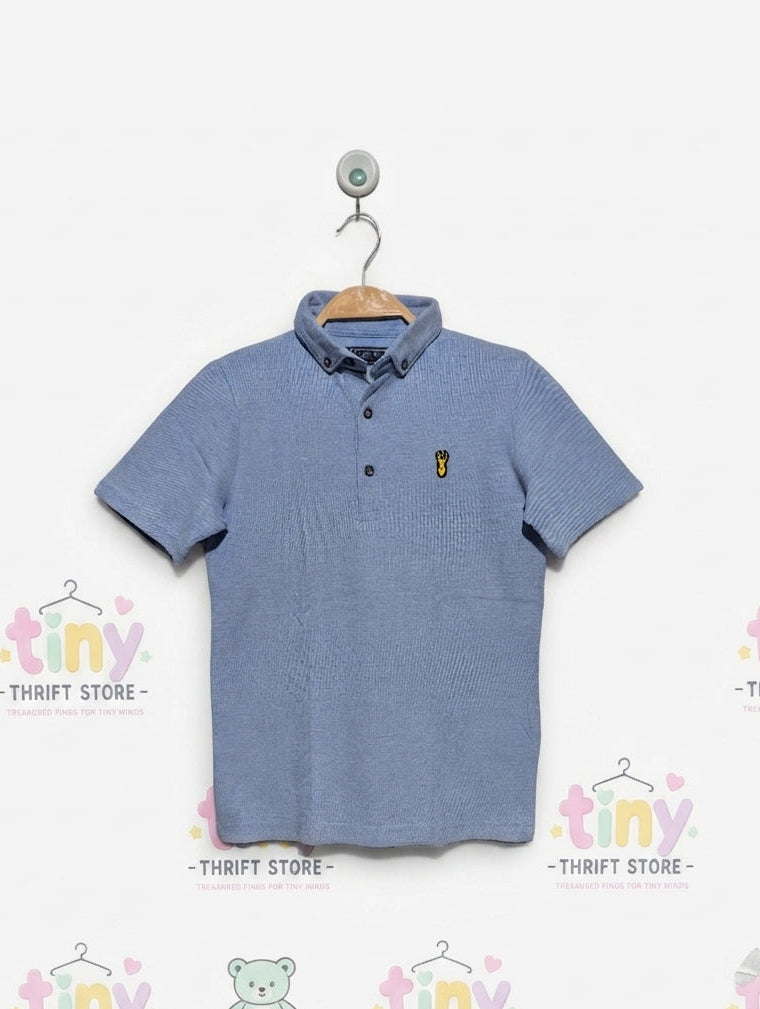 Next Boys Light Blue Polo Shirt - Size Estimated Age 6-7 Years AB2