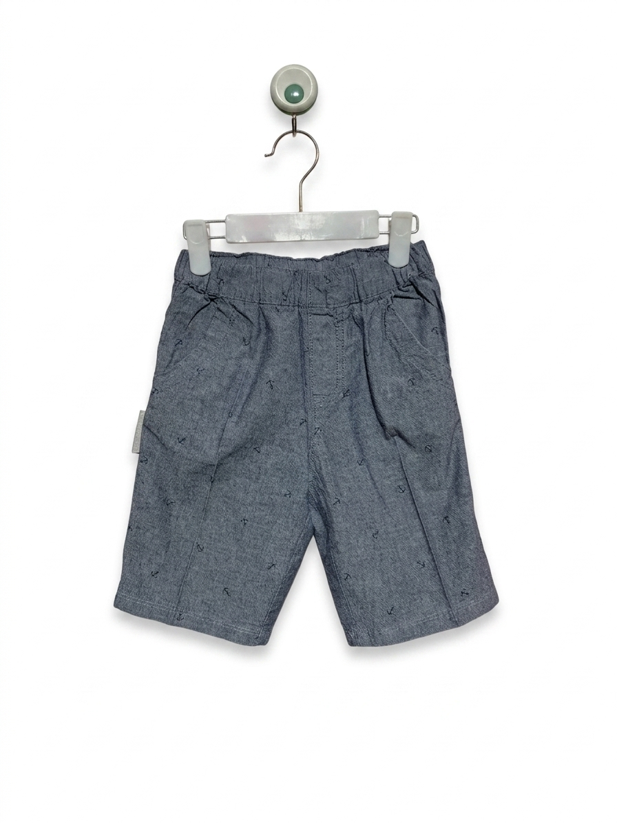 Elfindoll Classic Boys' Chambray Nautical Anchor Print Shorts - Size 120 AB1