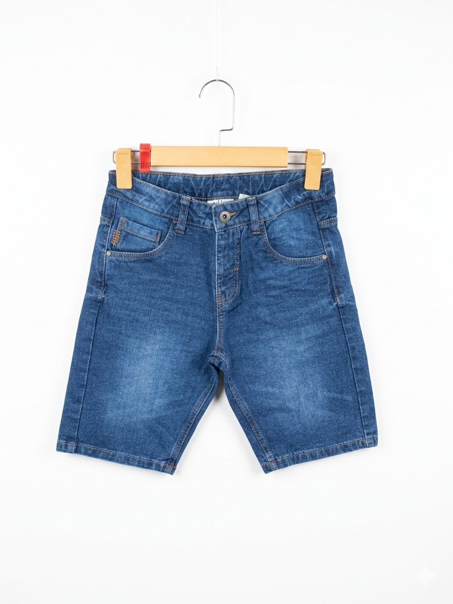 Alive Boys Classic Indigo Denim Shorts with Adjustable Waist - Size 146 (Age 10-11) AB1