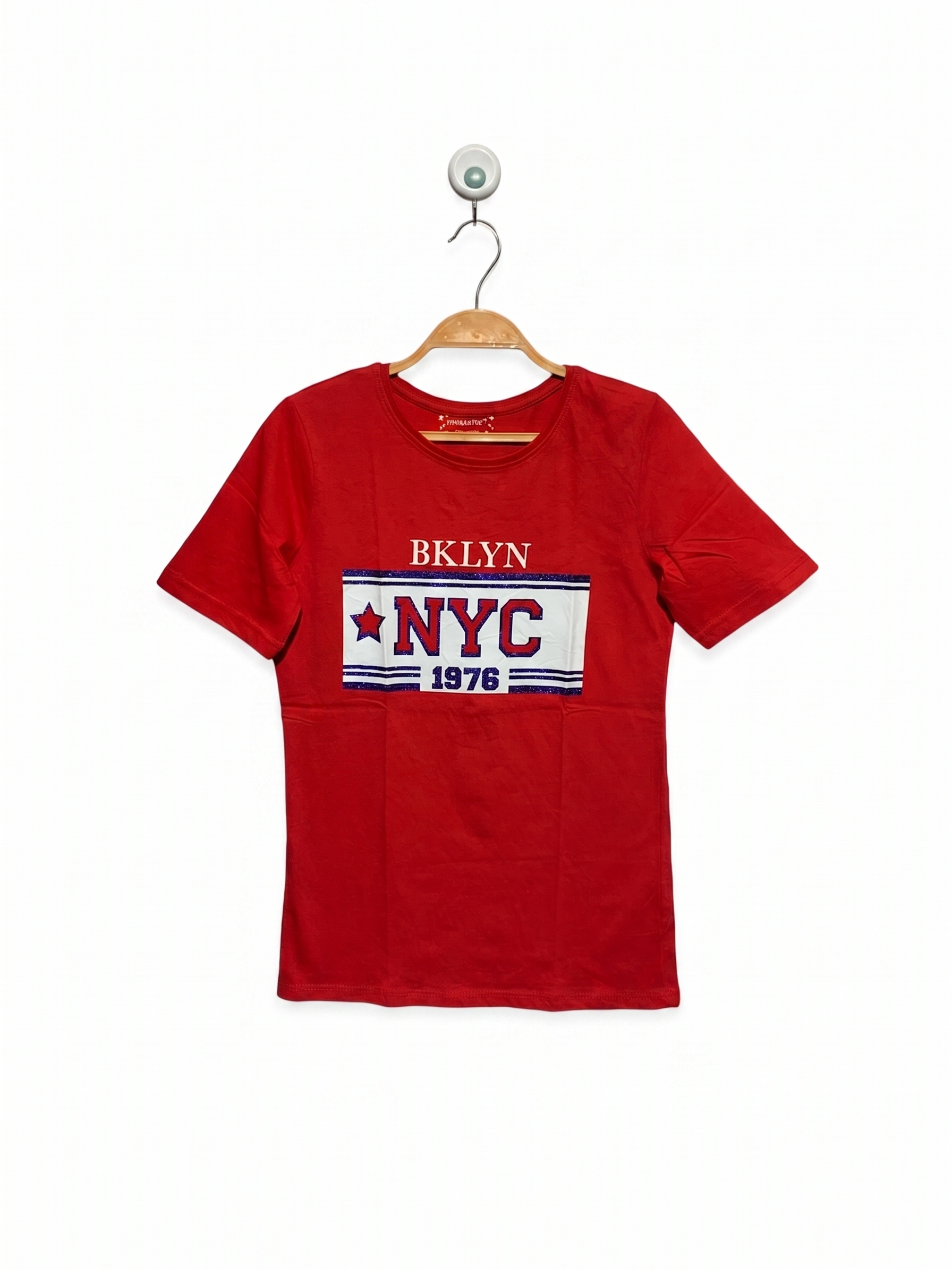 Primark Girls Pink "BKLYN NYC 1976" Short Sleeve Graphic Tee - Size Estimated Age 11-12 Years AB1