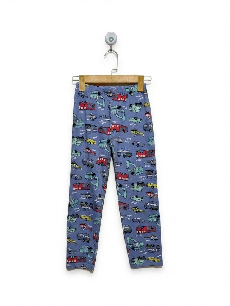 Primark Boys Blue "Vehicles & Construction" Print Pajama Pants - Size 6/7 Years (Estimated Age 6-7 Years) AB2