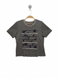 Nuvel. Unisex Grey Striped Animal Print Tee - Size S Estimated Age 15 Years AB1