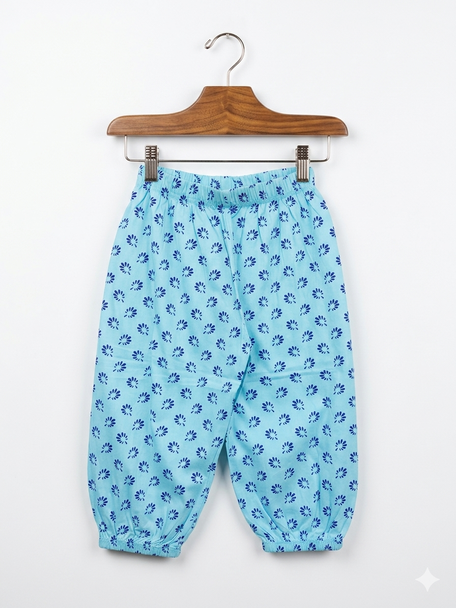 SSP Toddler Sky Blue Floral Print Pajama Trousers - Size 30 (Estimated 2-3 Years) AB1