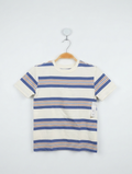 Wonder Nation Boys Cream & Blue Striped Tee - Size S (6-7) Estimated Age 6-7 Years AB2