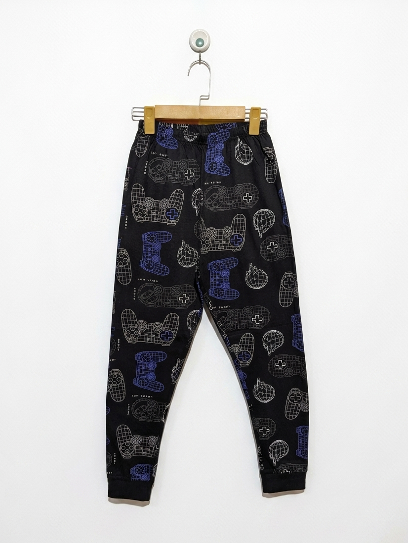 Matalan Boys Black "Gamer Controller" Print Jogger Pants - Size 12 Years (Estimated Age 12 Years) AB2