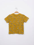 LH Boys Mustard Yellow All-Over Print "Cool Dude & New York City" Short Sleeve Tee - Size 8 (128 cm) Estimated Age 7-8 Years AB2