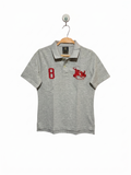 Beverly Hills Polo Club Boys Heather Grey "8" Logo Pique Polo Shirt - Size Estimated Age 6-8 Years AB1
