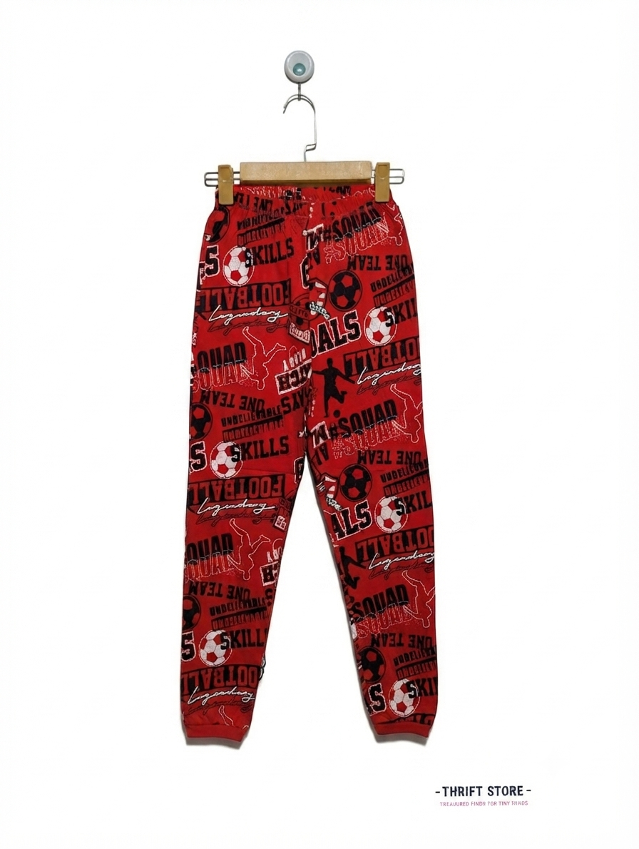 George Boys Red Football Graphic Loungewear Joggers - Size 9-10 Estimated Age 9-10 Years AB2