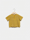 Kiabi Eco Conception Baby Boys Mustard Yellow Organic Cotton Henley Tee - Size 6M Estimated Age 3-6 Months AB2