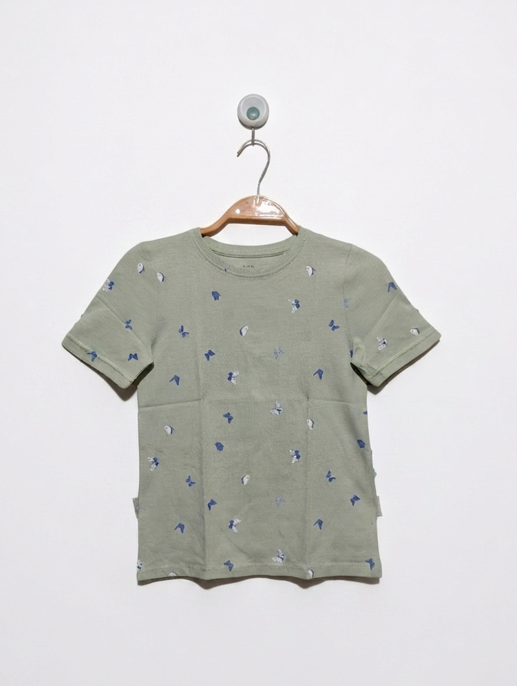 John Lewis & Partners Girls Pastel Green Butterfly Print Tee - Size 8 (Estimated Age 8 Years) AB2