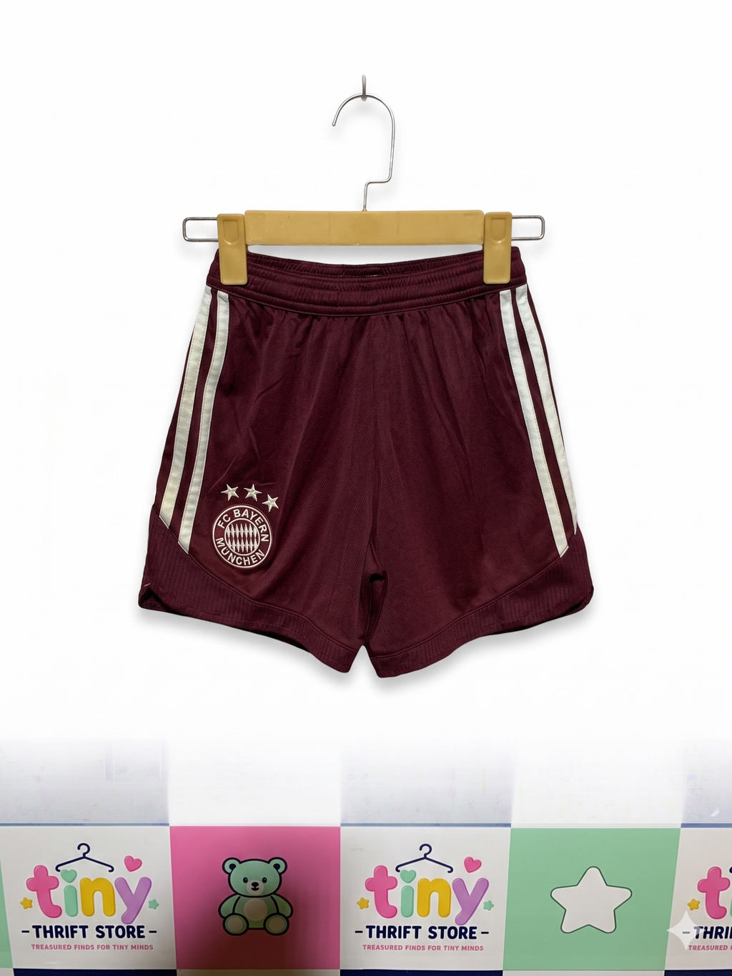 Adidas Boys Maroon FC Bayern Munich ClimaCool Athletic Shorts - Size Estimated Age 9-10Y AB1
