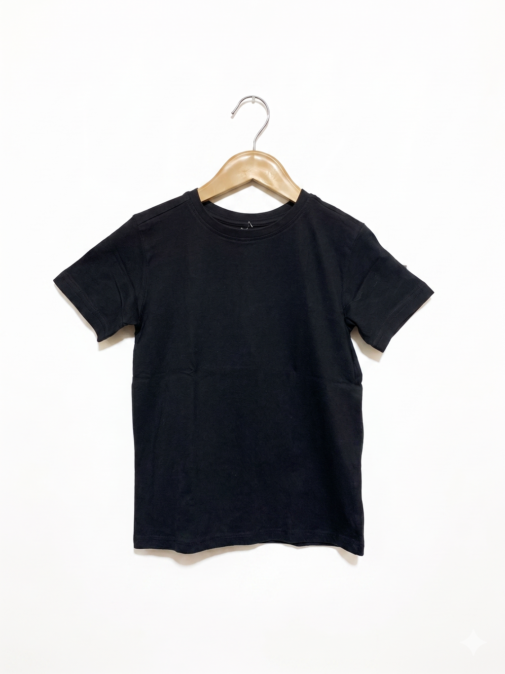 Anko Kids Essential Solid Black Cotton Tee - Size 6 (6 Years) AB1
