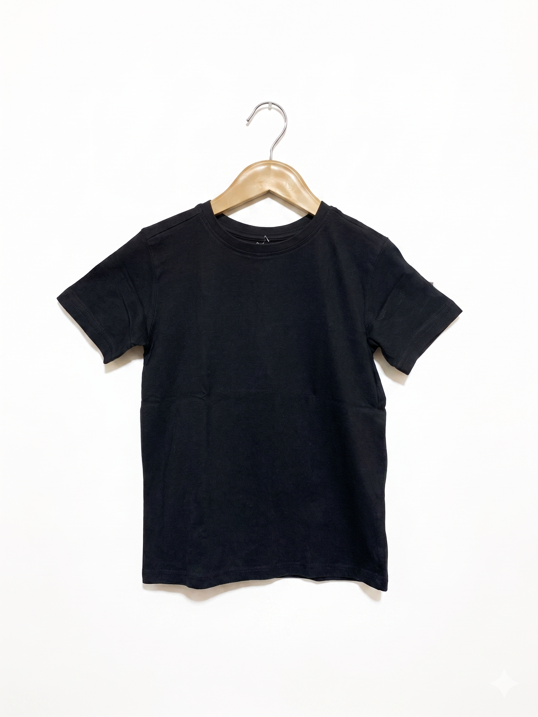 Anko Kids Essential Solid Black Cotton Tee - Size 6 (6 Years) AB1