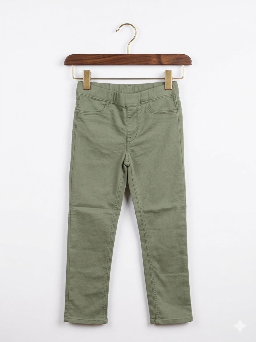 H&M Girls' Sage Green Stretch Treggings - Size 5-6 Years AB1
