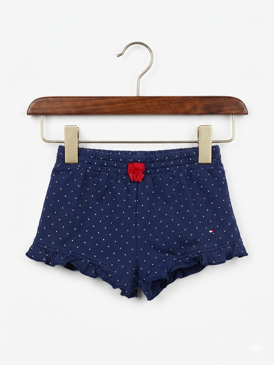 Tommy Hilfiger Toddler Girls Navy Blue Polka Dot Ruffle Shorts - Size 4T AB1