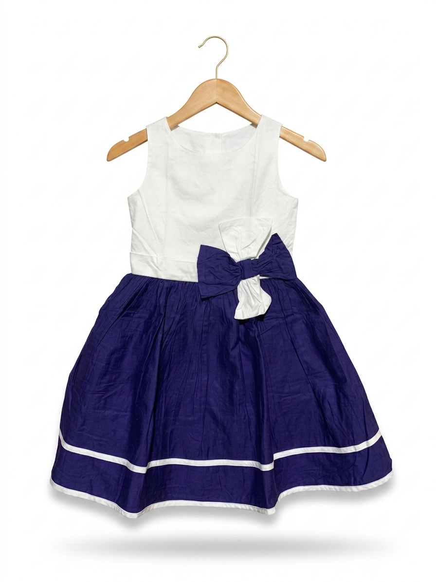Dressed Up by Gymboree Girls' White and Navy Blue Party Dress - Size 5 AB1