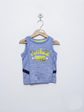 Athletic Works Boys Blue Heather "Future Pro" Athletic Tank Top - Size Estimated Age 12-18M AB2