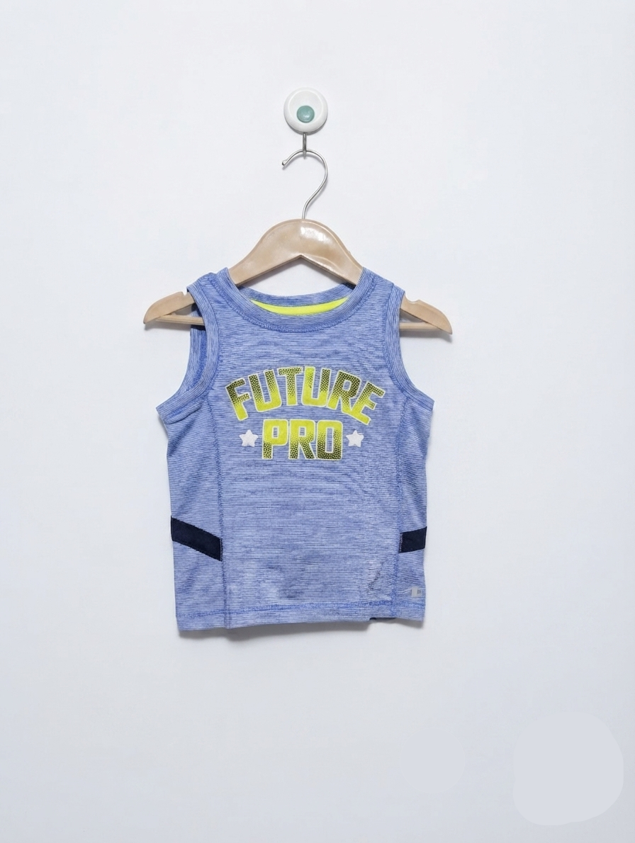Athletic Works Boys Blue Heather "Future Pro" Athletic Tank Top - Size Estimated Age 12-18M AB2