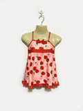 Nishimatsuya Girls Pink Strawberry Print Swim Dress - Size Estimated Age 6–7 Years AB1