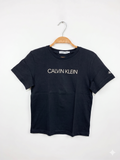 Calvin Klein Jeans Boys Solid Black Logo Graphic Short Sleeve Tee - Size Estimated Age 10 Years AB1