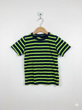 Next Boys Neon Lime & Navy Striped Cotton Tee - Size 116 (5-6 Years) AB1