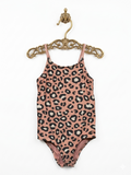 H&M Girls' Dusty Pink Leopard Print One-Piece Swimsuit - Size 5-6 Years AB1