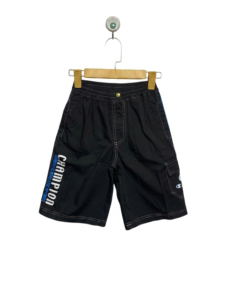Champion Boys Authentic Athletic Apparel Black Cargo Board Shorts - Size Estimated Age 8-9 Years AB1