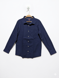 Cat & Jack Boys Navy Blue Polka Dot Long Sleeve Button-Down Shirt - Size XL (16) AB1