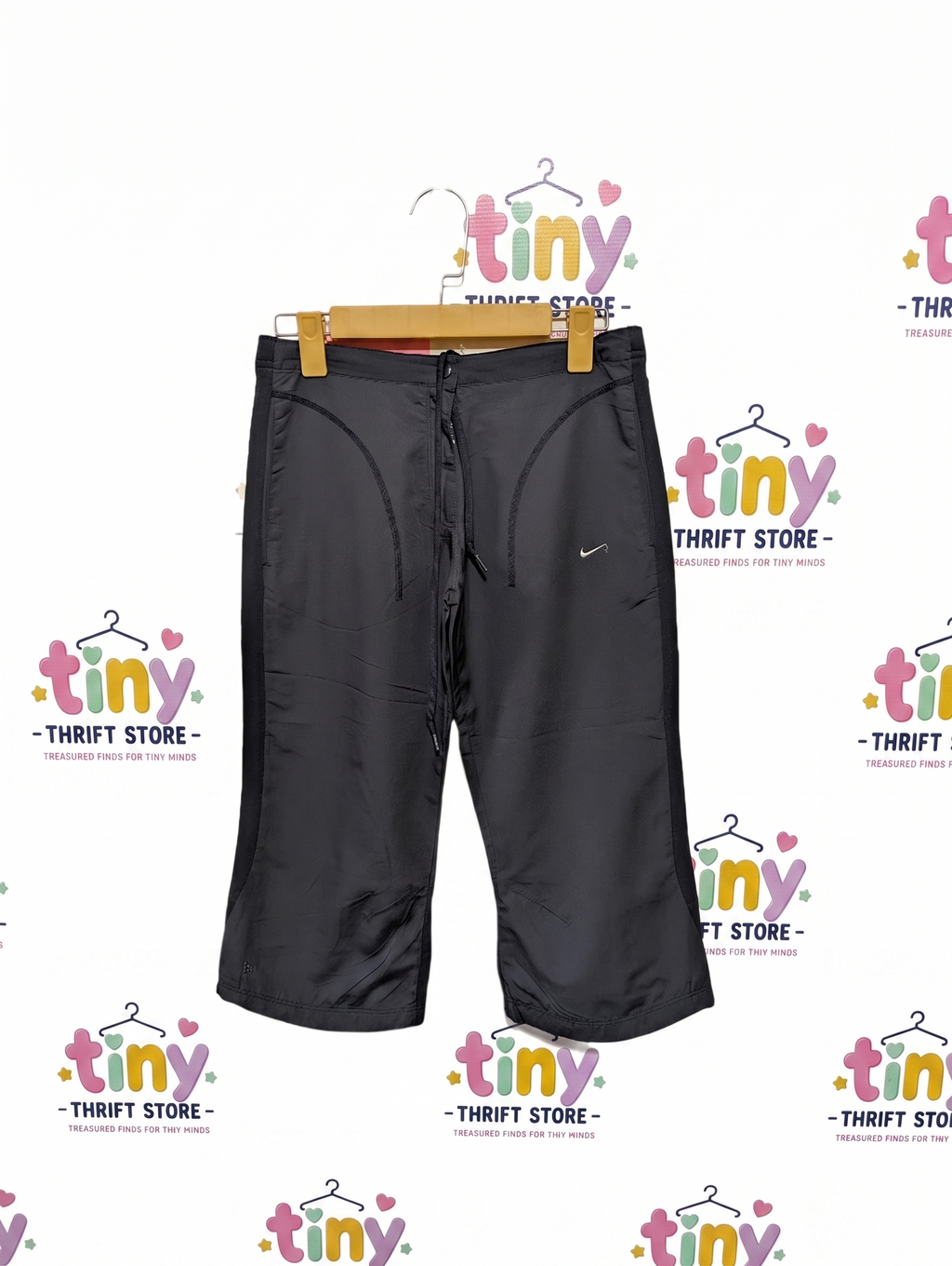 Nike Girls Black Athletic Cropped Track Pants / Capris - Size Estimated Age 13-14 Years (159 CM) AB1